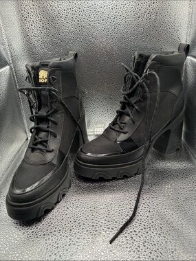 Sorel Black Lace-Up Platform Combat Ankle Boots